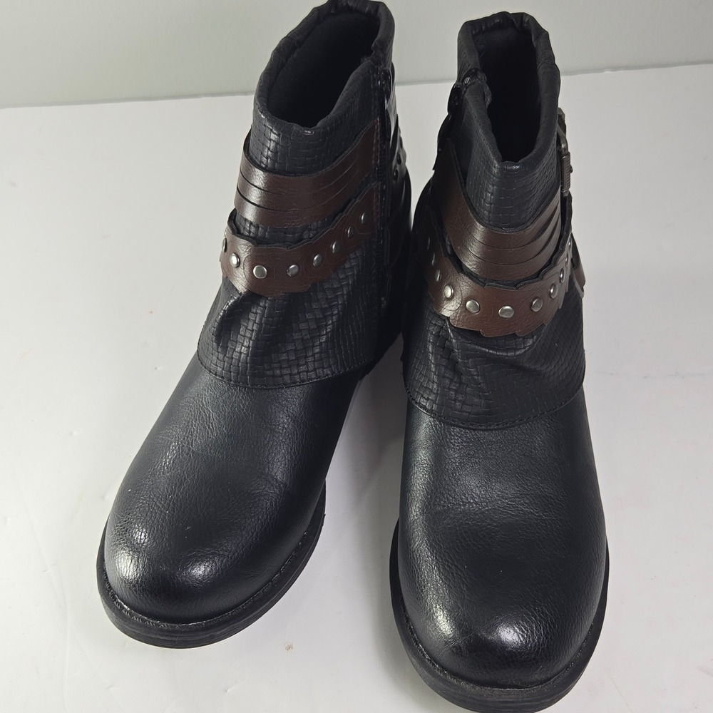 Global Win Black and Brown‎ Ankle Booties Size 6.5